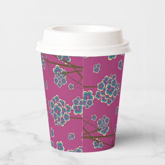 Peculiar Branches 8oz. Boysenberry Paper Cups Papieren Bekers (Rechts)