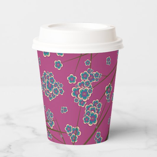 Peculiar Branches 8oz. Boysenberry Paper Cups Papieren Bekers (Voorkant)