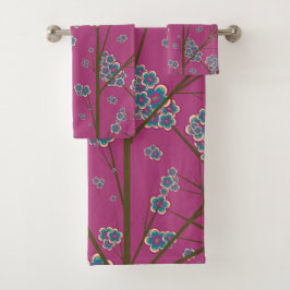 Peculiar Branches Boysenberry Bath Towel Set Bad Handdoek