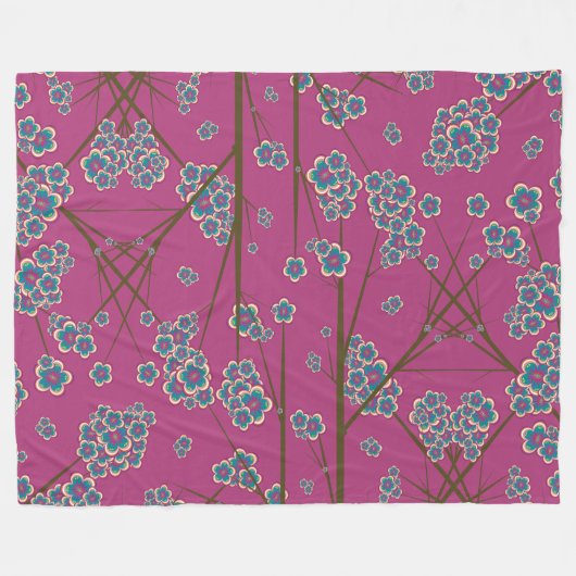 Peculiar Branches Boysenberry Fleece Blanket (Voorkant (Horizontaal))