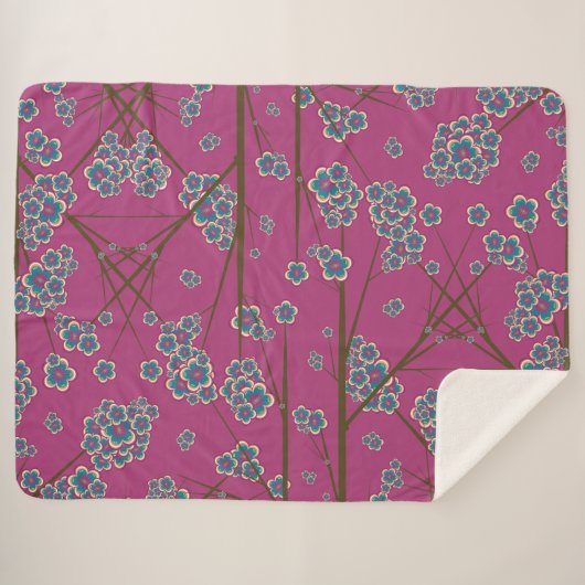 Peculiar Branches Boysenberry Sherpa Blanket Sherpa Deken (Voorkant (horizontaal))