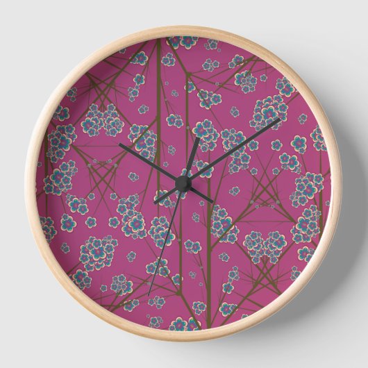 Peculiar Branches Boysenberry Wood Framed Clock (Voorkant)