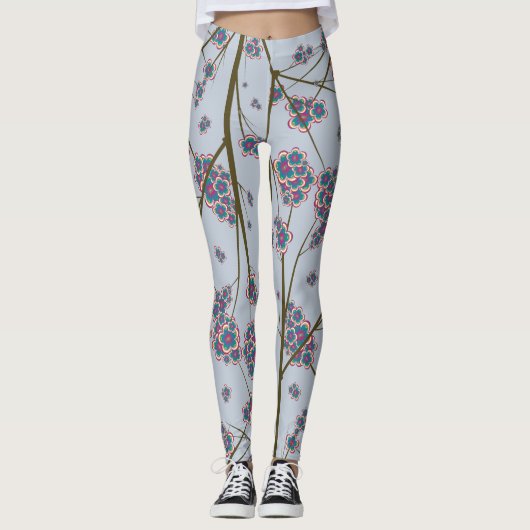 Peculiar Branches Sky Blue Leggings (Voorkant)