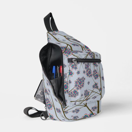Peculiar Branches Sky Blue Sling Bag (Open)