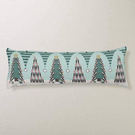 Peculiar Penguins Funny Kerstboom personaliseren Lichaamskussen (Achterkant)