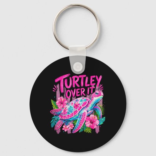 Ped Turtley Over Schattige Schildpad Bloem Grappig Sleutelhanger (Voorkant)