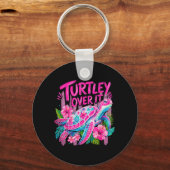 Ped Turtley Over Schattige Schildpad Bloem Grappig Sleutelhanger (Voorkant)