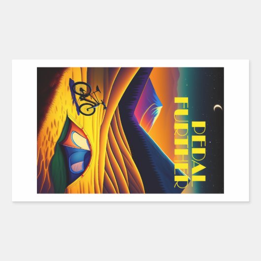 Pedaal Verdere Bikepacking Bergen Rechthoekige Sticker (Voorkant)