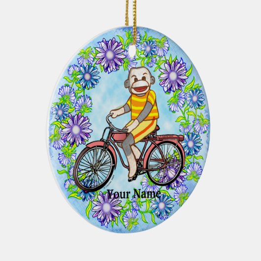 Pedal Bike Sock Monkey Keramisch Ornament (Rechts)