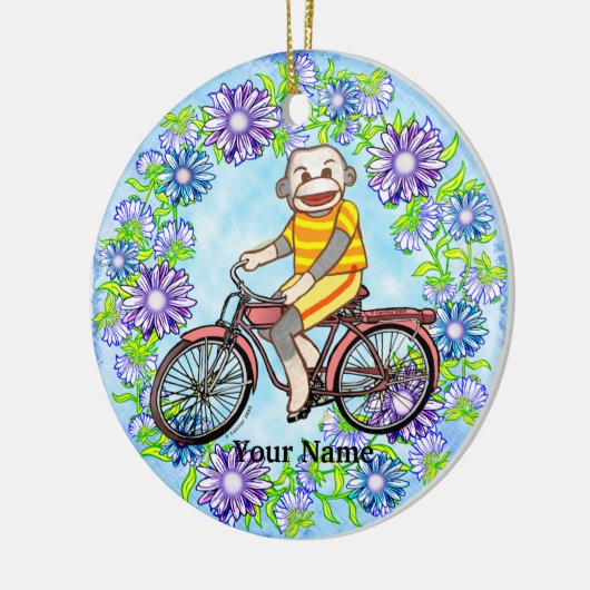 Pedal Bike Sock Monkey Keramisch Ornament (Links)