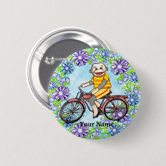 Pedal Bike Sock Monkey Ronde Button 5,7 Cm (Voorkant /achterkant)