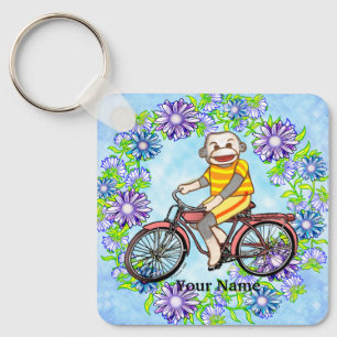 Pedal Bike Sock Monkey Sleutelhanger