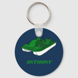 Pedal Boat Green, White, Blue Personalized Sleutelhanger