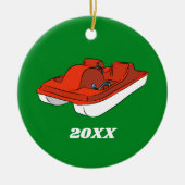 Pedal Boat Red en Green Custom Photo Keramisch Ornament (Voorkant)