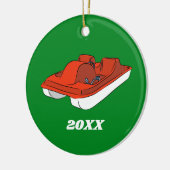 Pedal Boat Red en Green Custom Photo Keramisch Ornament (Links)