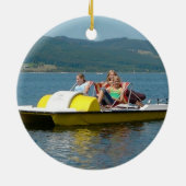 Pedal Boat Red en Green Custom Photo Keramisch Ornament (Achterkant)