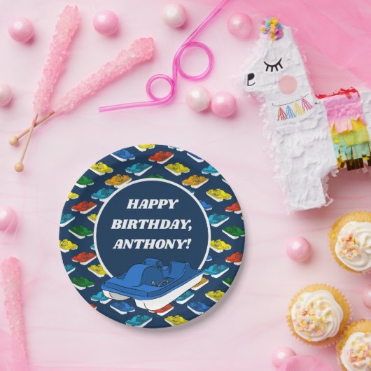Pedal Boats Birthday Party - Gepersonaliseerd Papieren Bordje (Feest)