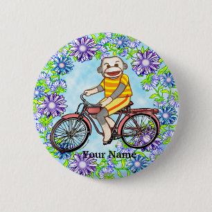 Pedal Fiets Sock Aap Ronde Button 5,7 Cm