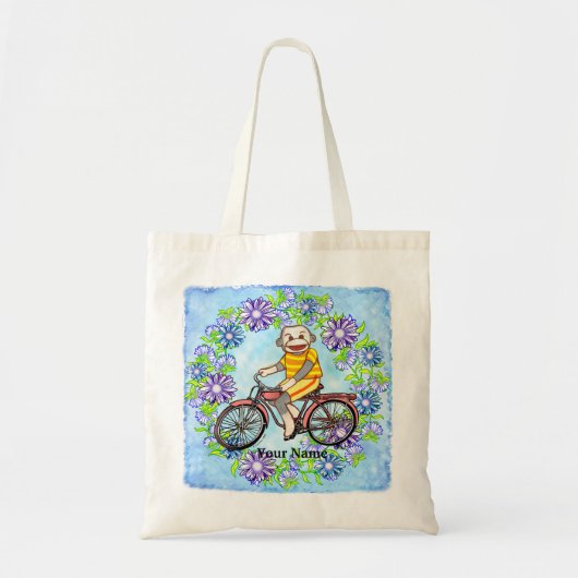 Pedal Fiets Sock Monkey Tote Bag (Voorkant)