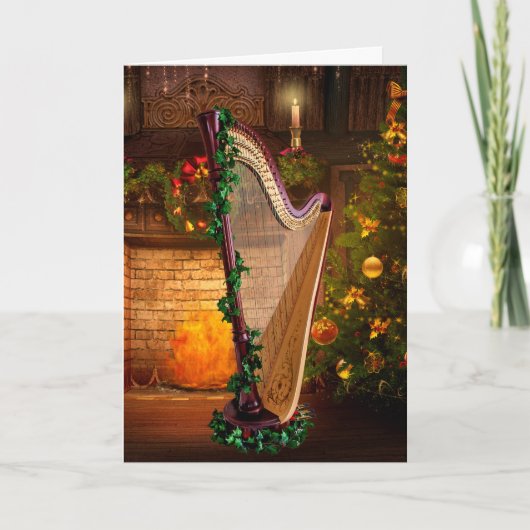 Pedal Harp Christmas Kaart (Voorkant)