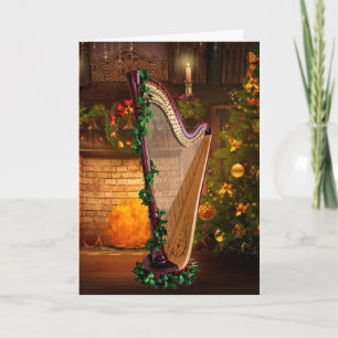Pedal Harp-kerstkaart Feestdagen Kaart