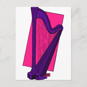 Pedal Harp Paars met roze achtergrond Briefkaart