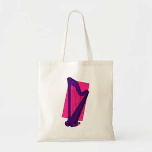 Pedal Harp Paars met roze achtergrond Tote Bag