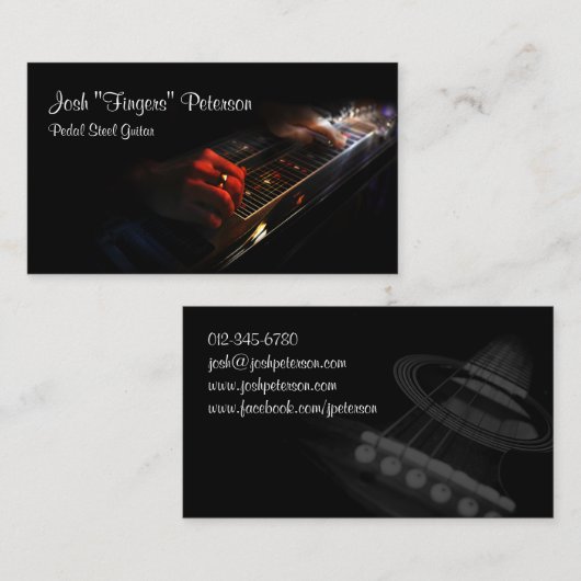 Pedal Steel gitaar muziek muzikant Visitekaartje (Voorkant / Achterkant)
