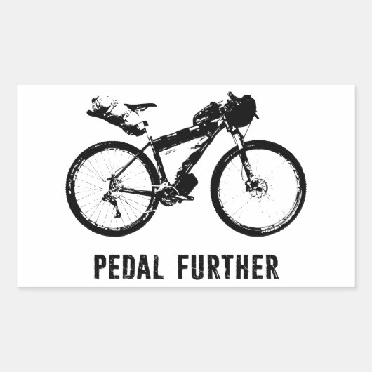 Pedal Verder Bikepacking Rechthoekige Sticker (Voorkant)