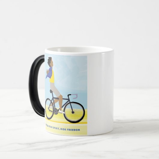 Pedal Your Spirit Poster – Inspirerend fietstocht Magische Mok (Voorkant links)