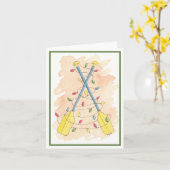 Peddels met kerstverlichting kaart (Gele Bloem)