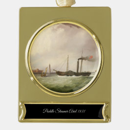 Peddelstoomboot Ariel 1831 Verguld Banner Ornament