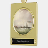 Peddelstoomboot Ariel 1831 Verguld Banner Ornament (Links)