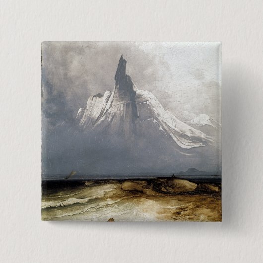 Peder Balke Stetind in Fog Vierkante Button 5,1 Cm (Voorkant)