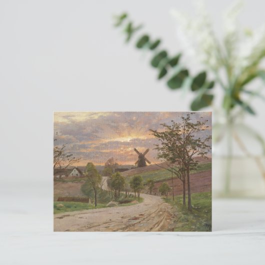 Peder Mønste-Country Road, Windmill, Sunset| Briefkaart (Staand voorkant)
