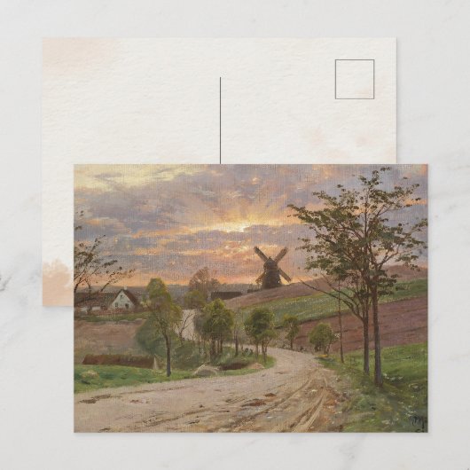 Peder Mønste-Country Road, Windmill, Sunset| Briefkaart (Voorkant / Achterkant)