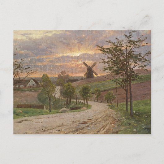 Peder Mønste-Country Road, Windmill, Sunset| Briefkaart (Voorkant)