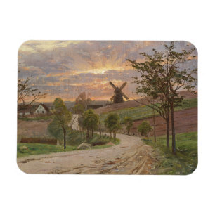 Peder Mønste-Country Road, Windmill, Sunset   Magneet