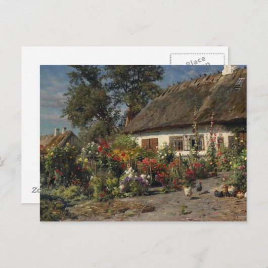 Peder Monsted - Een katoentuin met kippen Briefkaart (Voorkant / Achterkant)