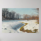 Peder Monsted - een zonnige winterdag Poster (Voorkant)