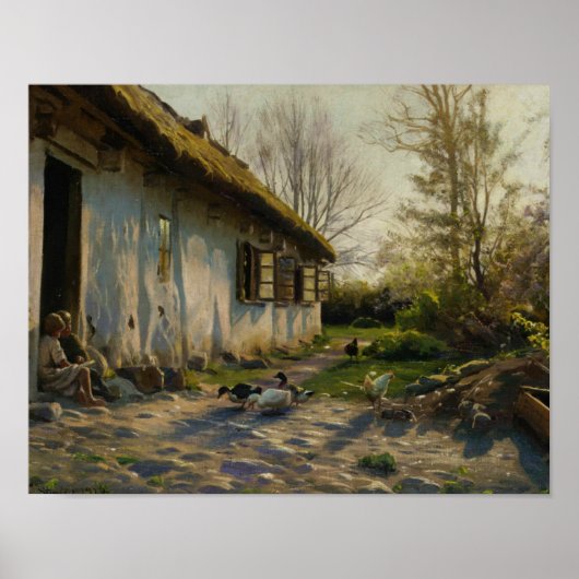 Peder Monsted - Kinderen die op zonsopgang eenden Poster (Voorkant)