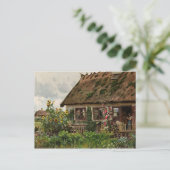 Peder Monsted - Meisjesbreien in de deuropening Briefkaart (Staand voorkant)