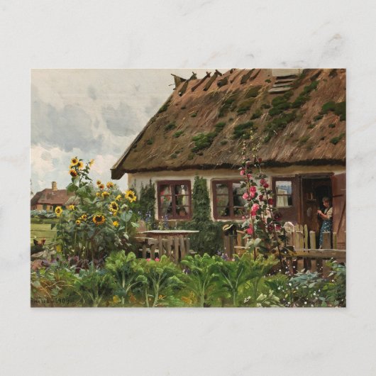 Peder Monsted - Meisjesbreien in de deuropening Briefkaart (Voorkant)