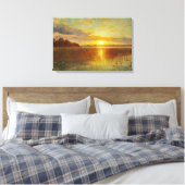 Peder Monsted - Sunset over een Deense Fjord Canvas Afdruk (Insitu (Slaapkamer))