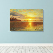 Peder Monsted - Sunset over een Deense Fjord Canvas Afdruk (Insitu (Houten vloer))