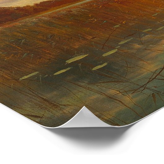 Peder Monsted - Sunset over een Deense Fjord Poster (Hoek)