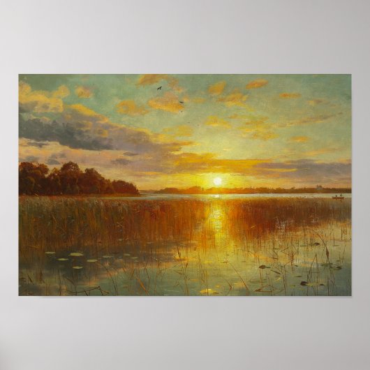 Peder Monsted - Sunset over een Deense Fjord Poster (Voorkant)