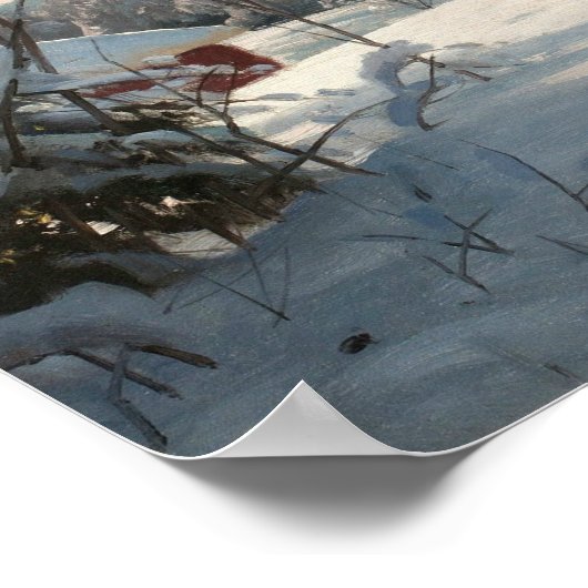 Peder Monsted - winterlandschap met zonlicht Poster (Hoek)