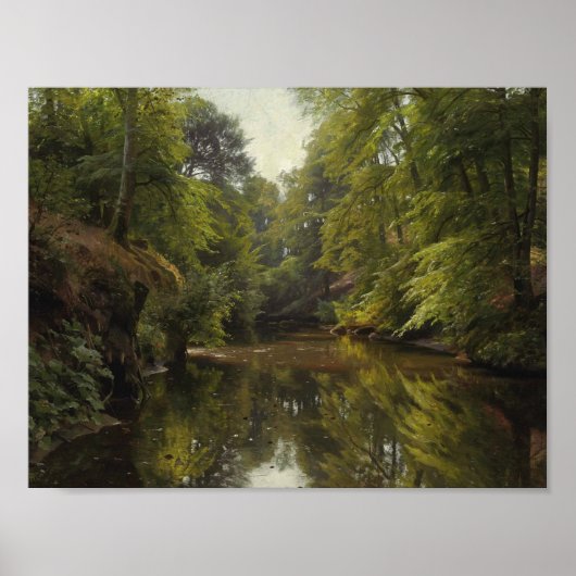 Peder Monsted - Wooded River Landscape Poster (Voorkant)