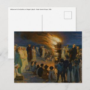 Peder Severin Kroyer - Bonfire in de nacht van de  Briefkaart